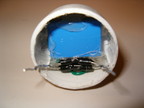 The remaining leads from the diodes are soldered together to form the DC positive and negative connections for the LEDs.